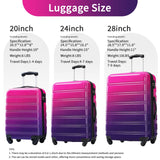 Merax Luggage Set Carry On Luggage with TSA Lock Hard Shell Suitcases & Travel Bag Dual Spinner Wheels Lightweight Durable Travel Set (Gradient Purple Pink, 3 PC(20+24+28))