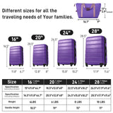 Merax Luggage Set Carry On Luggage with TSA Lock Hard Shell Suitcases & Travel Bag Dual Spinner Wheels Lightweight Durable Travel Set (Purple, 5 PC(16+20+24+28+Bag+8 Luggage Storage Bags))