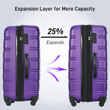 Merax Luggage Set Carry On Luggage with TSA Lock Hard Shell Suitcases & Travel Bag Dual Spinner Wheels Lightweight Durable Travel Set (Purple, 5 PC(16+20+24+28+Bag+8 Luggage Storage Bags))