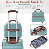 Merax Luggage Set Hardshell Carry - On Suitcase with TSA Lock Double Spinner Wheels Travel Duffel Bag with Trolley Sleeve Toiletry Bag Lightweight Travel Set (Green, 3PC (20"+24"+Cosmetic Case))