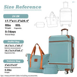 Merax Luggage Set,24 IN Hardside Suitcase with Duffel Bags,3 Piece Expandable Luggage with Spinner Wheels, Vintage Luggage with TSA Lock Lightweight,(Blue Green)