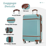 Merax Luggage Set,24 IN Hardside Suitcase with Duffel Bags,3 Piece Expandable Luggage with Spinner Wheels, Vintage Luggage with TSA Lock Lightweight,(Blue Green)