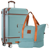 Merax Luggage Set,28 IN Hardside Suitcase with Duffel Bags,3 Piece Expandable Luggage with Spinner Wheels, Vintage Luggage with TSA Lock Lightweight,(Blue Green)