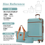 Merax Luggage Set,28 IN Hardside Suitcase with Duffel Bags,3 Piece Expandable Luggage with Spinner Wheels, Vintage Luggage with TSA Lock Lightweight,(Blue Green)