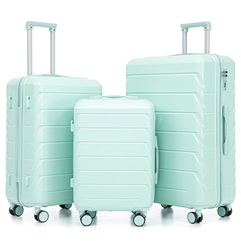 Merax Luggage Sets 3 Piece, Hardshell Suitcase with Lock Double Spinner Wheels, Green, 20/24/28 Inch