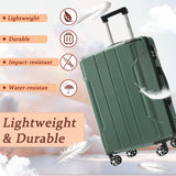 Merax Luggage Sets 3 - Piece Hardshell with Spinner Wheels Lightweight Suitcase with Corner Guards (Green, 20/24/28)