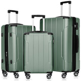 Merax Luggage Sets 3 - Piece Hardshell with Spinner Wheels Lightweight Suitcase with Corner Guards (Green, 20/24/28)