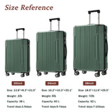Merax Luggage Sets 3 - Piece Hardshell with Spinner Wheels Lightweight Suitcase with Corner Guards (Green, 20/24/28)