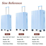Merax Luggage Sets 3 - Piece Hardshell with Spinner Wheels Lightweight Suitcase with Corner Guards (Skyblue, 20/24/28)