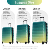 Merax Luggage Sets 3 Piece, Hardside Expandable Suitcase Set with Spinner Wheels, Lightweight Gradient Color Luggage 20+24+28 IN,Green+Yellow