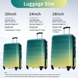 Merax Luggage Sets 3 Piece, Hardside Expandable Suitcase Set with Spinner Wheels, Lightweight Multicolor 20+24+28 IN Suitcase with Carry on Luggage, Green and Yellow
