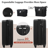 Merax Luggage Sets 5 Piece Hardside Expandable Suitcase with Wheels TSA Locks,ABS Hardside Lightweight Rolling Suitcase for Women and Men,Black