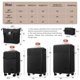 Merax Luggage Sets 5 Piece Hardside Expandable Suitcase with Wheels TSA Locks,ABS Hardside Lightweight Rolling Suitcase for Women and Men,Black