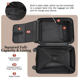 Merax Luggage Sets 5 Piece Hardside Expandable Suitcase with Wheels TSA Locks,ABS Hardside Lightweight Rolling Suitcase for Women and Men,Black