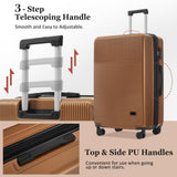 Merax Luggage Sets 5 Piece Suitcases with Wheels, Suitcase Set ABS Hard Case Luggage with TSA Lock Spinner Wheels Durable Travel Luggage,20" Travel Luggage with USB Port&Half - opening,Brown