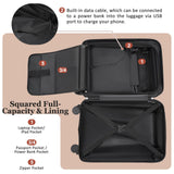 Merax Luggage Sets 5 Piece Suitcases with Wheels, Suitcase Set ABS Hard Case Luggage with TSA Lock Spinner Wheels Durable Travel Luggage,20" Travel Luggage with USB Port&Half - opening,Brown