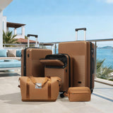 Merax Luggage Sets 5 Piece Suitcases with Wheels, Suitcase Set ABS Hard Case Luggage with TSA Lock Spinner Wheels Durable Travel Luggage,20" Travel Luggage with USB Port&Half - opening,Brown