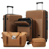 Merax Luggage Sets 5 Piece Suitcases with Wheels, Suitcase Set ABS Hard Case Luggage with TSA Lock Spinner Wheels Durable Travel Luggage,20" Travel Luggage with USB Port&Half - opening,Brown
