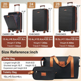 Merax Luggage Sets 5 Piece with 20 Inch Front Opening, 24" & 28" Hardside Expandable Carry on Suitcase with Spinner Wheels TSA Lock USB Port Cup Holder Duffel Bag and Toiletry Bag,Black