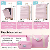 Merax Luggage Sets 5 Piece with 20 Inch Front Opening,24" & 28" Hardside Expandable Carry on Suitcase with Spinner Wheels TSA Lock USB Port Cup Holder Duffel Bag and Toiletry Bag,Pink