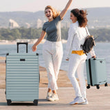 Merax Luggage Sets 5 Piece with 20 Inch Front Opening,24" & 28" Hardside Expandable Carry on Suitcase with Spinner Wheels TSA Lock USB Port Cup Holder Duffel Bag and Toiletry Bag,Light Blue