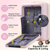 Merax Luggage Sets 5 Piece with 20 Inch Front Opening,24" & 28" Hardside Expandable Carry on Suitcase with Spinner Wheels TSA Lock USB Port Cup Holder Duffel Bag and Toiletry Bag,Pink