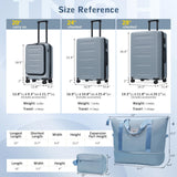 Merax Luggage Sets 5 Piece with Front Opening, Hardside Expandable Carry On Suitcase Set with Double Spinner Wheel, Lightweight Travel Luggage with USB Port,TSA Locks(20" 24" 28",Blue)