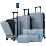 Merax Luggage Sets 5 Piece with Front Opening, Hardside Expandable Carry On Suitcase Set with Double Spinner Wheel, Lightweight Travel Luggage with USB Port,TSA Locks(20