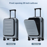 Merax Luggage Sets 5 Piece with Front Opening, Hardside Expandable Carry On Suitcase Set with Double Spinner Wheel, Lightweight Travel Luggage with USB Port,TSA Locks(20" 24" 28",Blue)