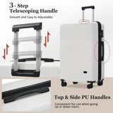 Merax Luggage Sets 5 Piece with Half - opening, Hardside Carry On Suitcase Set with Double Spinner Wheel, Lightweight Travel Luggage with USB Port,TSA Locks,White