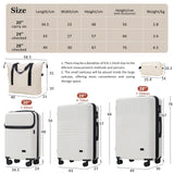 Merax Luggage Sets 5 Piece with Half - opening, Hardside Carry On Suitcase Set with Double Spinner Wheel, Lightweight Travel Luggage with USB Port,TSA Locks,White