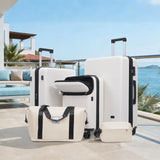 Merax Luggage Sets 5 Piece with Half - opening, Hardside Carry On Suitcase Set with Double Spinner Wheel, Lightweight Travel Luggage with USB Port,TSA Locks,White