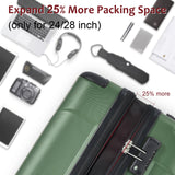 Merax Luggage Sets 6 Piece Hardshell Suit case, Expandable Lightweight Suitcases with Dual Wheels, TSA Lock for Men Women, Green