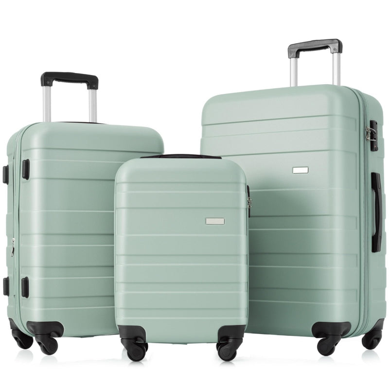 Merax Luggage Sets ABS Hardshell 3 Piece Suitcase with Spinner Wheels & TSA Lock, Lightweight Durable Travel Luggage 20''/24''/28'' for Airline Carry - On (Green, 20''+24''+28'')