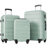 Merax Luggage Sets ABS Hardshell 3 Piece Suitcase with Spinner Wheels & TSA Lock, Lightweight Durable Travel Luggage 20''/24''/28'' for Airline Carry - On (Green, 20''+24''+28'')