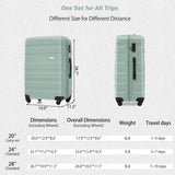 Merax Luggage Sets ABS Hardshell 3 Piece Suitcase with Spinner Wheels & TSA Lock, Lightweight Durable Travel Luggage 20''/24''/28'' for Airline Carry - On (Green, 20''+24''+28'')