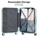 Merax Luggage Sets, ABS Hardside Suit case Spinner Wheels Combination Lock Lightweight, Milky Blue, 20/24/28 Inch