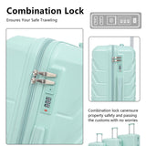 Merax Luggage Sets, ABS Hardside Suit case Spinner Wheels Combination Lock Lightweight, Milky Blue, 20/24/28 Inch