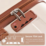 Merax Luggage Sets Hardshell 3 Piece Suitcase with Spinner Wheels & TSA Lock ABS Lightweight Durable Travel Luggage 20''/24''/28'' for Airline Carry - On (Ivory and Brown, No Extended Functions)