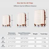 Merax Luggage Sets Hardshell 3 Piece Suitcase with Spinner Wheels & TSA Lock ABS Lightweight Durable Travel Luggage 20''/24''/28'' for Airline Carry - On (Ivory and Brown, No Extended Functions)
