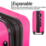 Merax Luggage Sets, Hardshell Luggage Sets 3 Piece 20"+24"+28" Luggages Hardside Spinner Suitcase with TSA Lock, Pink