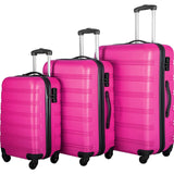Merax Luggage Sets, Hardshell Luggage Sets 3 Piece 20"+24"+28" Luggages Hardside Spinner Suitcase with TSA Lock, Pink