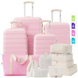 Merax Luggage sets of 13 Piece 16 20 20 28 IN Carry on Luggage Hard Case Light Pink Luggage Expandable Checked Luggage Suitcase Set with Wheels