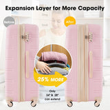 Merax Luggage sets of 13 Piece 16 20 20 28 IN Carry on Luggage Hard Case Light Pink Luggage Expandable Checked Luggage Suitcase Set with Wheels