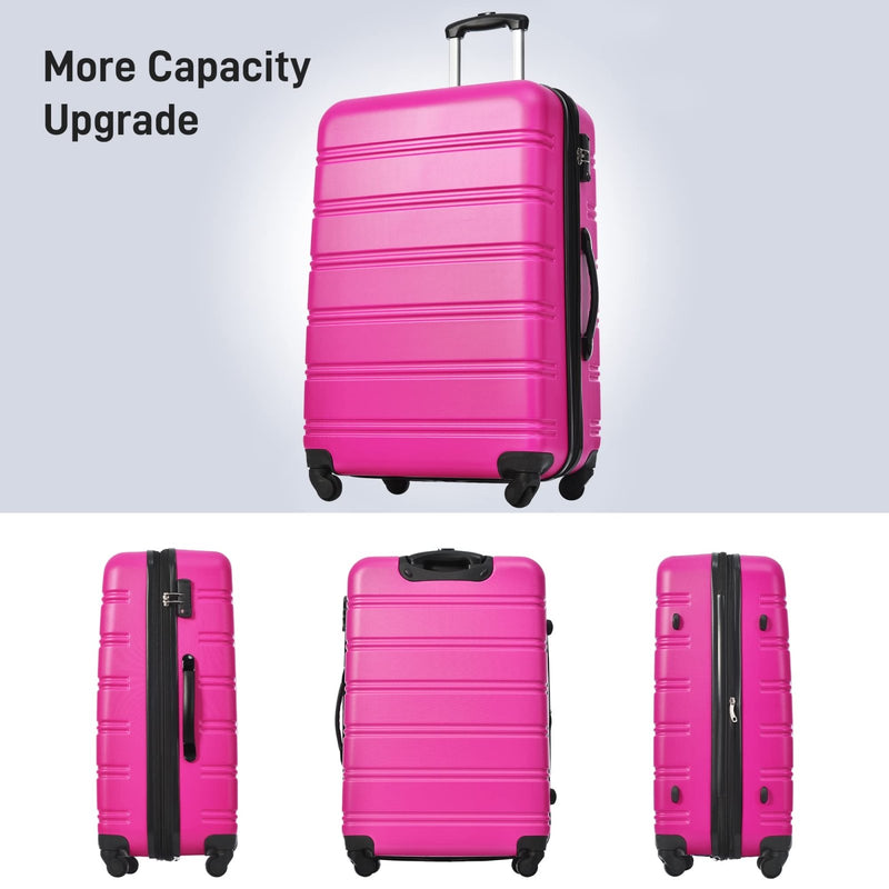 Merax Luggage sets of 13 Piece 16 20 20 28 IN Carry on Luggage Hard Case Pink Luggage Expandable Checked Luggage Suitcase Set with Wheels