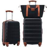 Merax Luggage sets of 3 Piece 20 24 IN Carry on Luggage Hard Case Black and Brown Luggage Expandable Checked Luggage Suitcase Set with Wheels