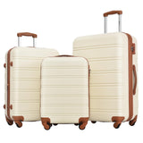 Merax Luggage sets of 3 Piece Carry on Luggage Airline Approved,Hard Case Luggage Expandable Checked Luggage Suitcase Set with Wheels(White)