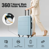Merax Luggage Sets,ABS Durable Hardcase Suitcase Double Wheels 3 Piece Carry on Suitcase Airline Approved,Light Blue