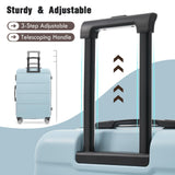 Merax Luggage Sets,ABS Durable Hardcase Suitcase Double Wheels 3 Piece Carry on Suitcase Airline Approved,Light Blue
