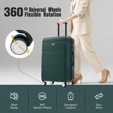 Merax Luggage Sets,Hardcase Suitcase with Bags,6 Piece Lightweight Carry on Luggagewith Double Spinner Wheels Lock,16+20+24+28 inches,Dark Green